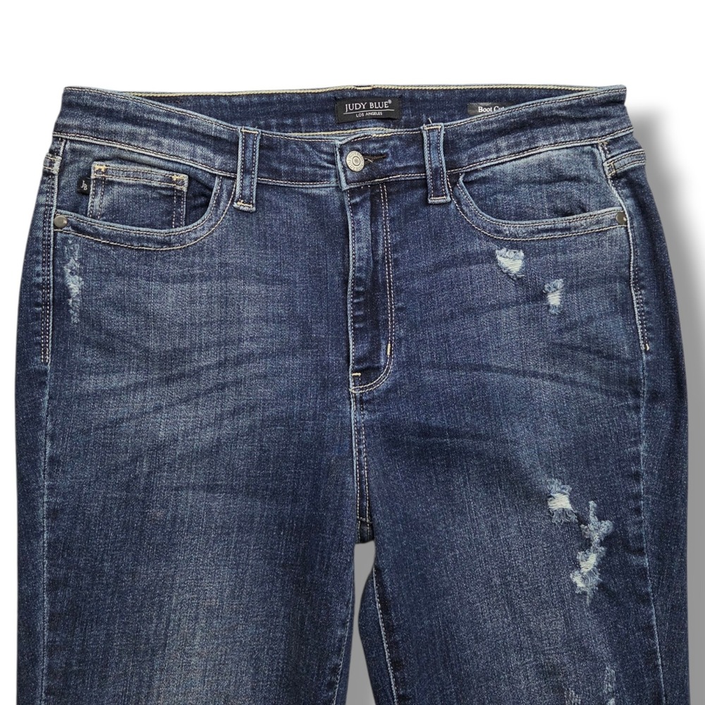 Judy Blue Bootcut Jeans Womens 32 Mid Rise Hand Sand and Destroy Distressed - Picture 2 of 11